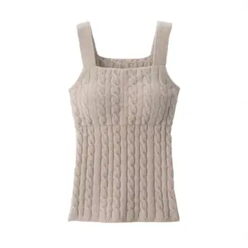 무인양품 코튼 혼방 모코모코 니트 브라 탱크탑 샌드베이지 L 사이즈