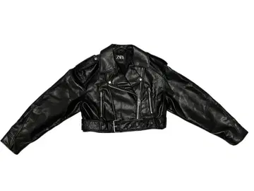 인조 가죽 크롭 라이더 자켓