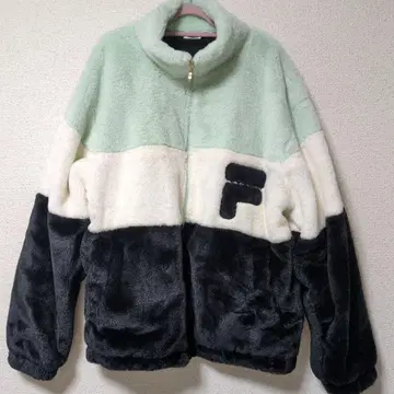 FILA 인조 모피 자켓 민트/화이트/블랙