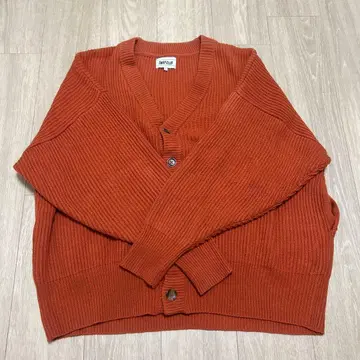 오렌지 리브 버튼 가디건
