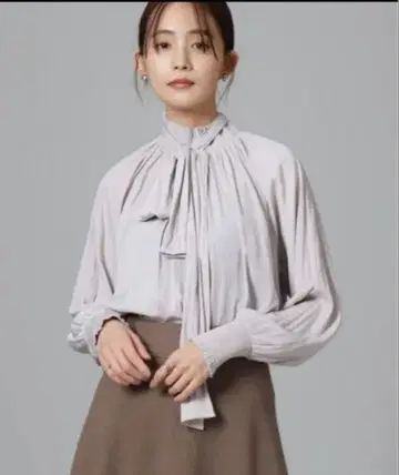 블라우스 셔츠 셔링 넥 보타이 블라우스 여성용