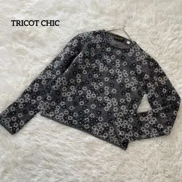 TRICOT CHIC 트리코시크 긴팔 니트 꽃무늬 그레이 2149