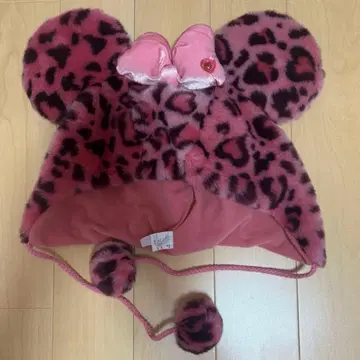 미니 마우스 핑크 레오파드 무늬 디즈니 팬캡