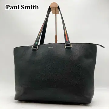 컨디션 최상 Paul Smith 토트백 인레이드 스트라이프 블랙 가죽