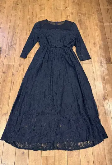 네이비 레이스 맥시 드레스 긴팔
