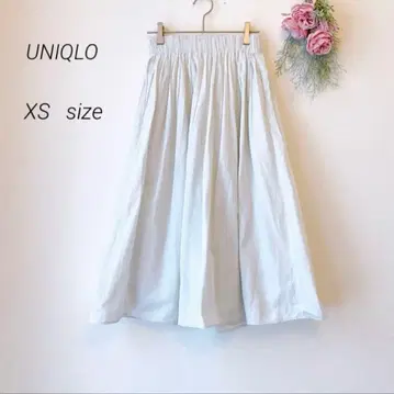 UNIQLO 유니클로 / 개더 롱 스커트 / 라이트 그레이 ( XS )