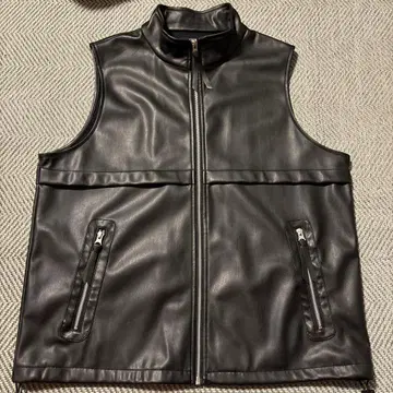 인조 가죽 스탠드 베스트 UNISEX 남성용 여성용 가죽 베스트