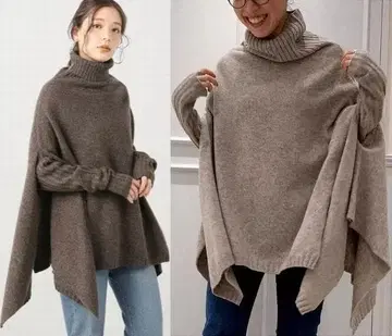 Plage 플라주 이탈리아 얀 판초풍 풀오버 니트