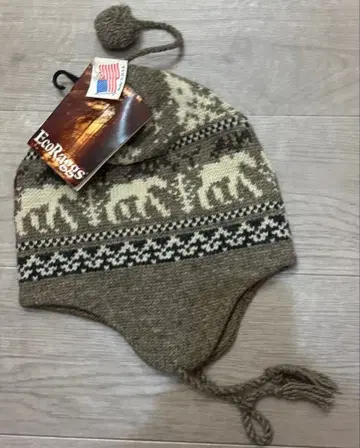 EcoRaggs 동물 패턴 울 혼방 니트 모자