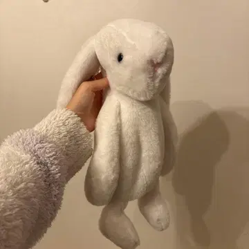 화이트 토끼 봉제 인형 지퍼 포함