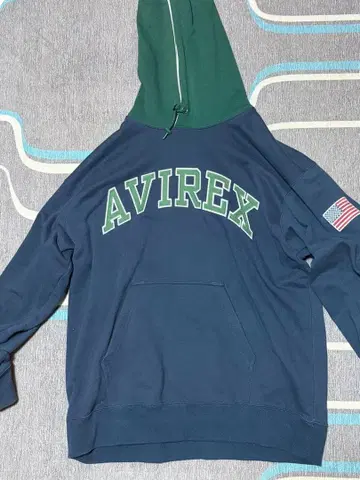 AVIREX 네이비 그린 후드티