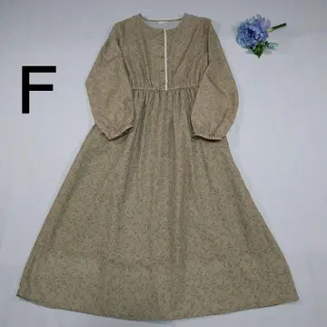 ehkasopo/플라워 프린트 /베이지 긴팔 롱 원피스/프리