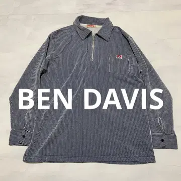 BEN DAVIS 히코리 하프 지퍼 풀오버 긴팔 셔츠