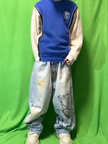 구제 의류 리메이크 재구축 트리플 도킹 맨투맨