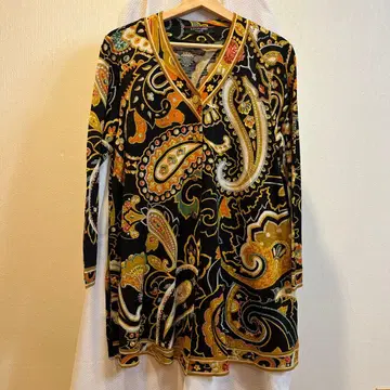 LEONARD 페이즐리 무늬 V넥 긴팔