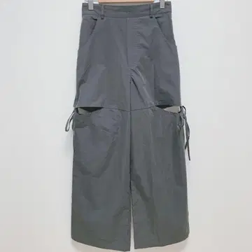 라플라프|컷 아웃 와이드 팬츠 [ M ] 하이웨스트 사이드 리본 백 밴딩