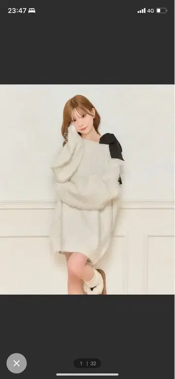 [리본 이너 별도 판매] 샤기 니트 원피스