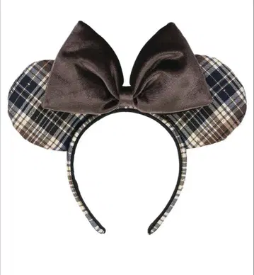 디즈니 체크 무늬 머리띠