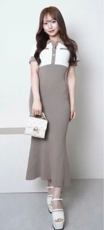 LIP SERVICE 프론트 버튼 바이컬러 머메이드 원피스 타이트