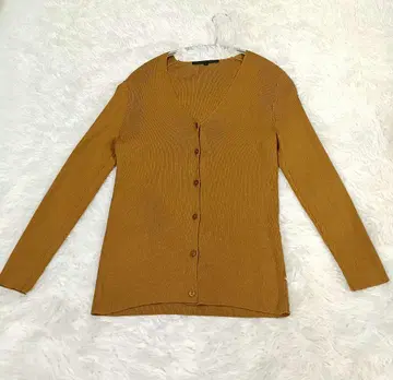 ANAYI 아나이 아세테이트 가디건 리브 V넥 머스타드 38