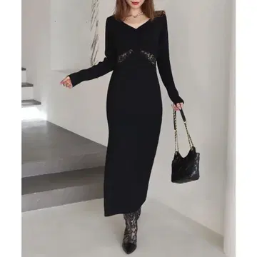 ROYAL PARTY 언더 레이스 슬릿 타이트 원피스