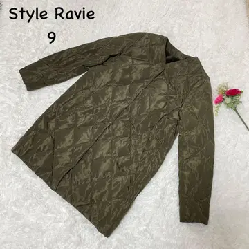 퀼팅 자켓 다운 노카라 스냅버튼 카키 안감 퍼