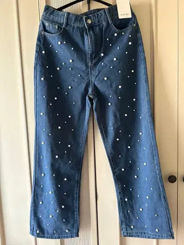 미사용 새상품 펄 장식 데님