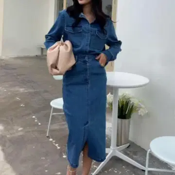 birthdaybash 데님 셔츠 & 타이트 스커트 셋업