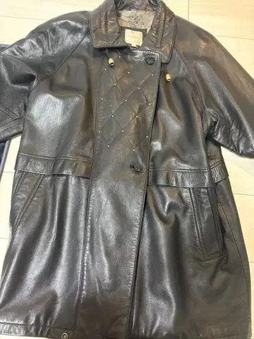 블랙 가죽 자켓 더블 브레스트