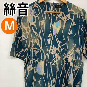 실소리 상의 5부 소매 셔츠 티셔츠 블루 일본제 M [ CT1698 ]