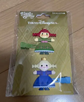 디즈니씨 판타지 스프링스 안나와 눈의 여왕 헤어 클립 2개