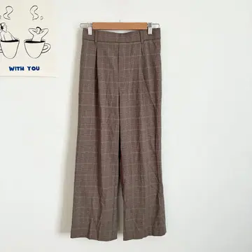 글로벌 워크 와이드 팬츠 가을 컬러 체크 무늬 턱 있음 멋짐