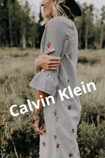 미사용급 캘빈클라인 꽃무늬 올 패턴 플레어 A라인 초롱 원피스