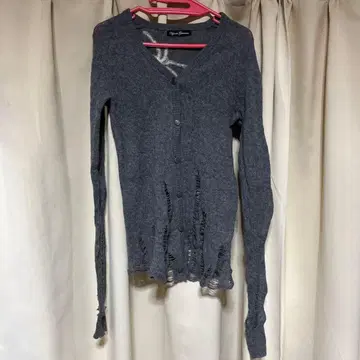 Hysterie Glamour 데미지 가공 그레이 가디건.