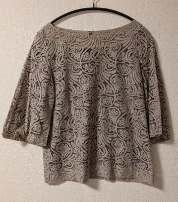 베이지 레이스 오부 소매 튜닉