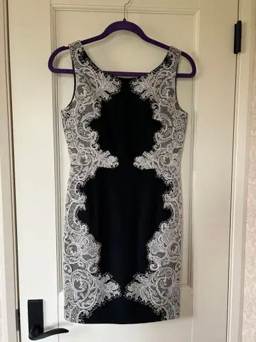 그레이스 콘티넨탈 레이스 장식 슬리브리스 원피스 36 사이즈 블랙