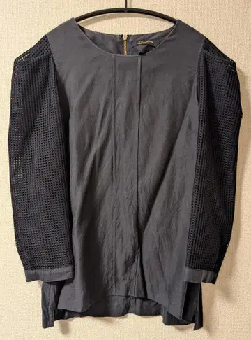 메쉬 슬리브 다크 블루 상의