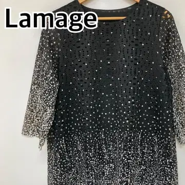 Lamage 상의 7부 소매 튜닉 블랙 화이트 [ CT1681 ]