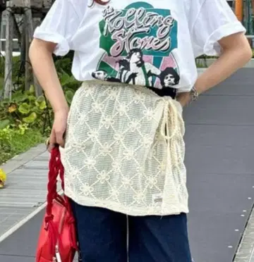 헬로 샌프란시스코 플라워 자수 레이스 랩 스커트