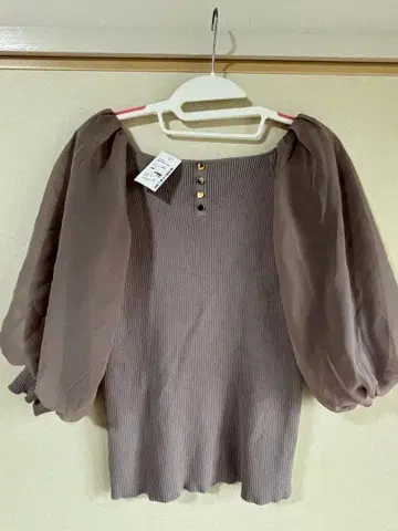 그레이 벌룬 슬리브 니트 M 사이즈