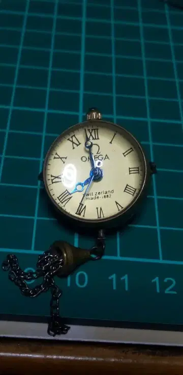 OMEGA 크리스탈형 회중시계 자동 와인딩 크림 다이얼