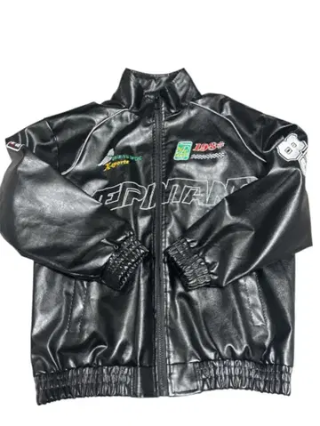 블랙 합성 피혁 자켓