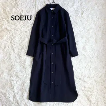 미사용급 SOEJU 소프트 옥스 셔츠 원피스 XS 네이비 현행 모델