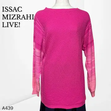 [ 아이작 미즈라히 라이브 ] 코튼 레이온 혼방 니트탑 소매 시스루 편직