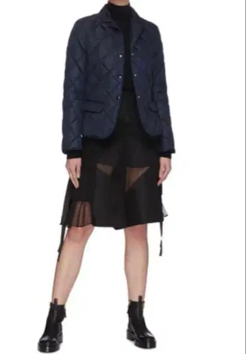 네이비 퀼팅 다운 자켓