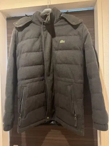 LACOSTE 후드 부착 다운 자켓 US M 그레이
