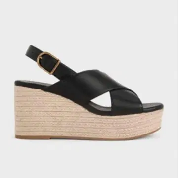 크로스오버 에스파드리유 웨지 블랙 37