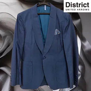 District 네이비 스트라이프 테일러드 자켓