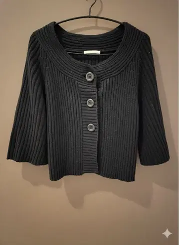 FILLER PLANETE 블랙 5부 소매 가디건