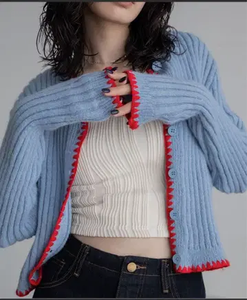 VACANCY 배색 스티치 니트 가디건